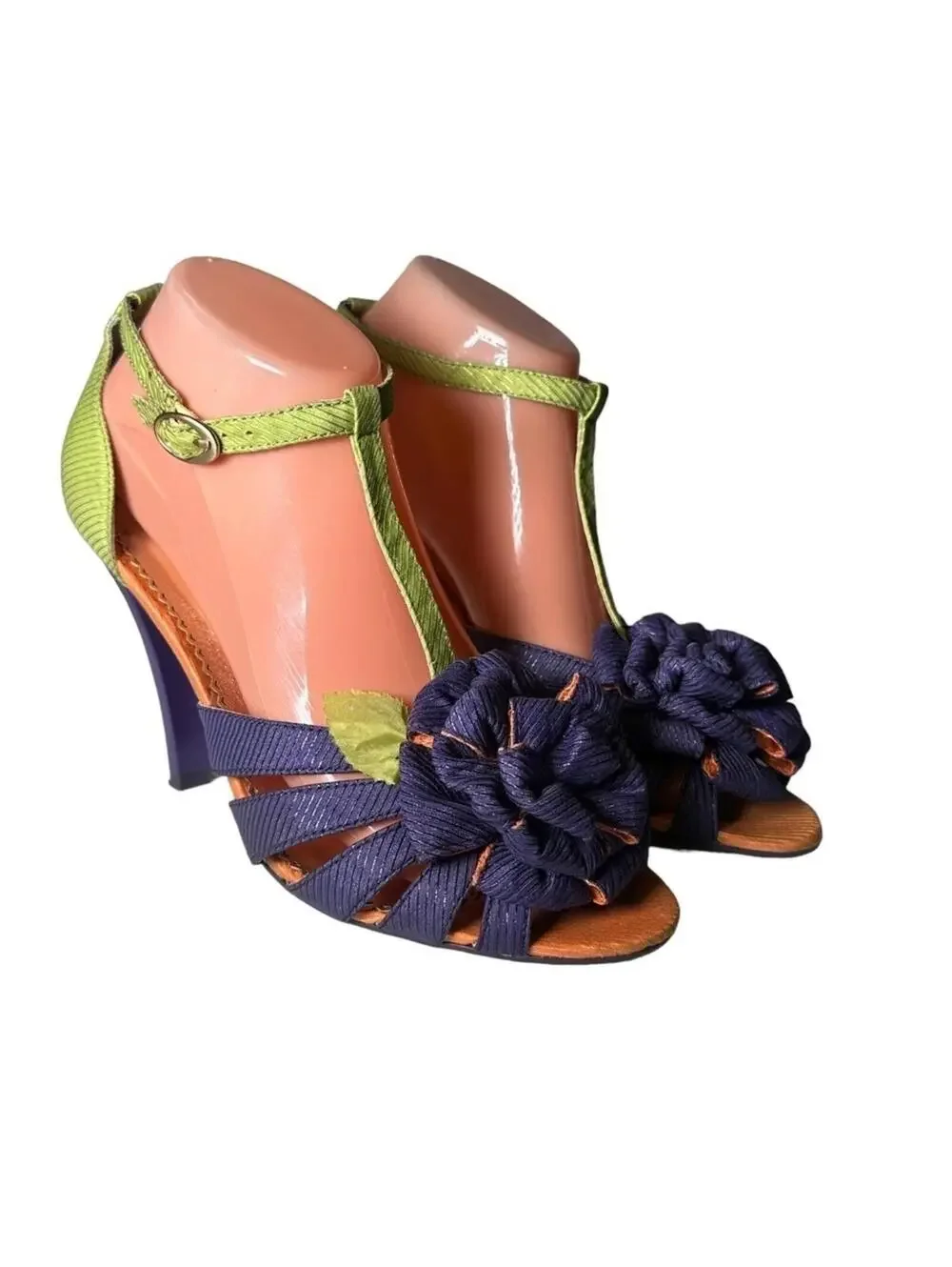 Poetic License London Floral T-Strap Colorblock Heels